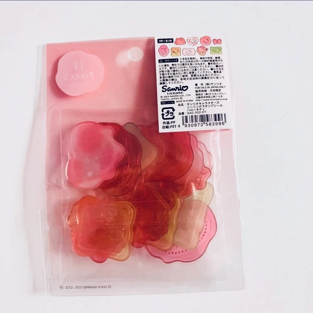 Sanrio Hello Kitty Sealing Stamp Stickers, Clear Jelly Style Ombré Stationery